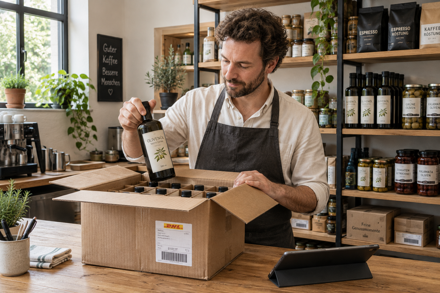 Mitarbeiter bei einem Wareneingang im Lager.